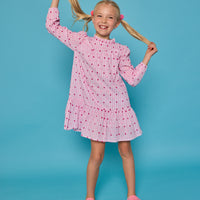 Jody Dress - Magenta Clip Dot Stripe