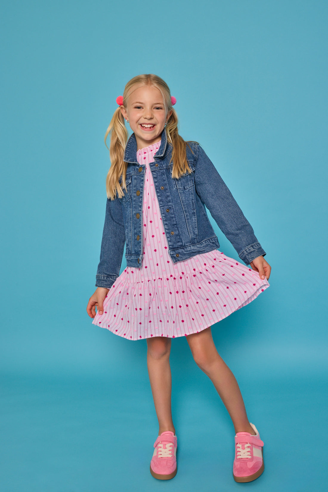 Jody Dress - Magenta Clip Dot Stripe