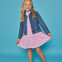 Jody Dress - Magenta Clip Dot Stripe