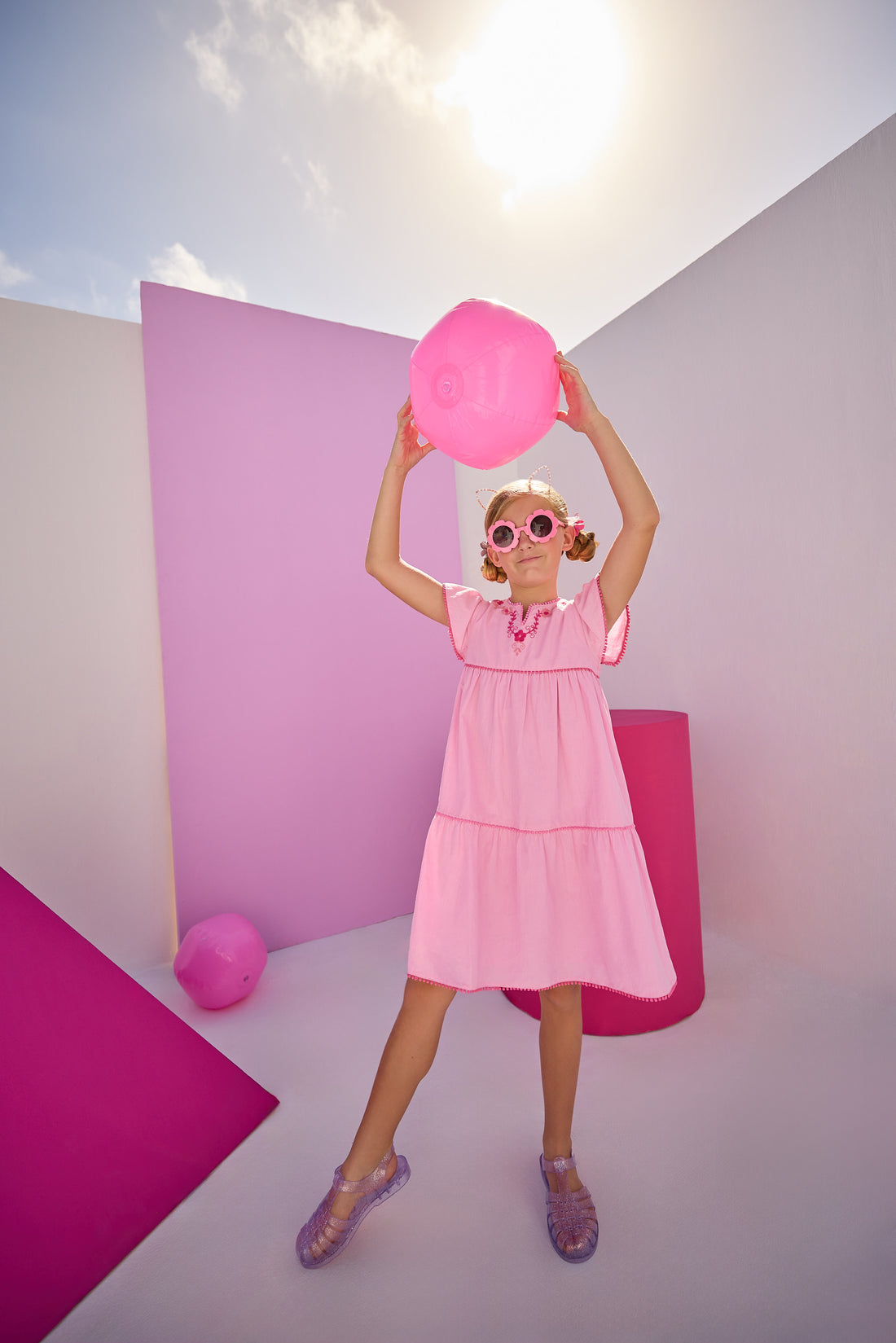 Positano Dress - Pink Embroidery