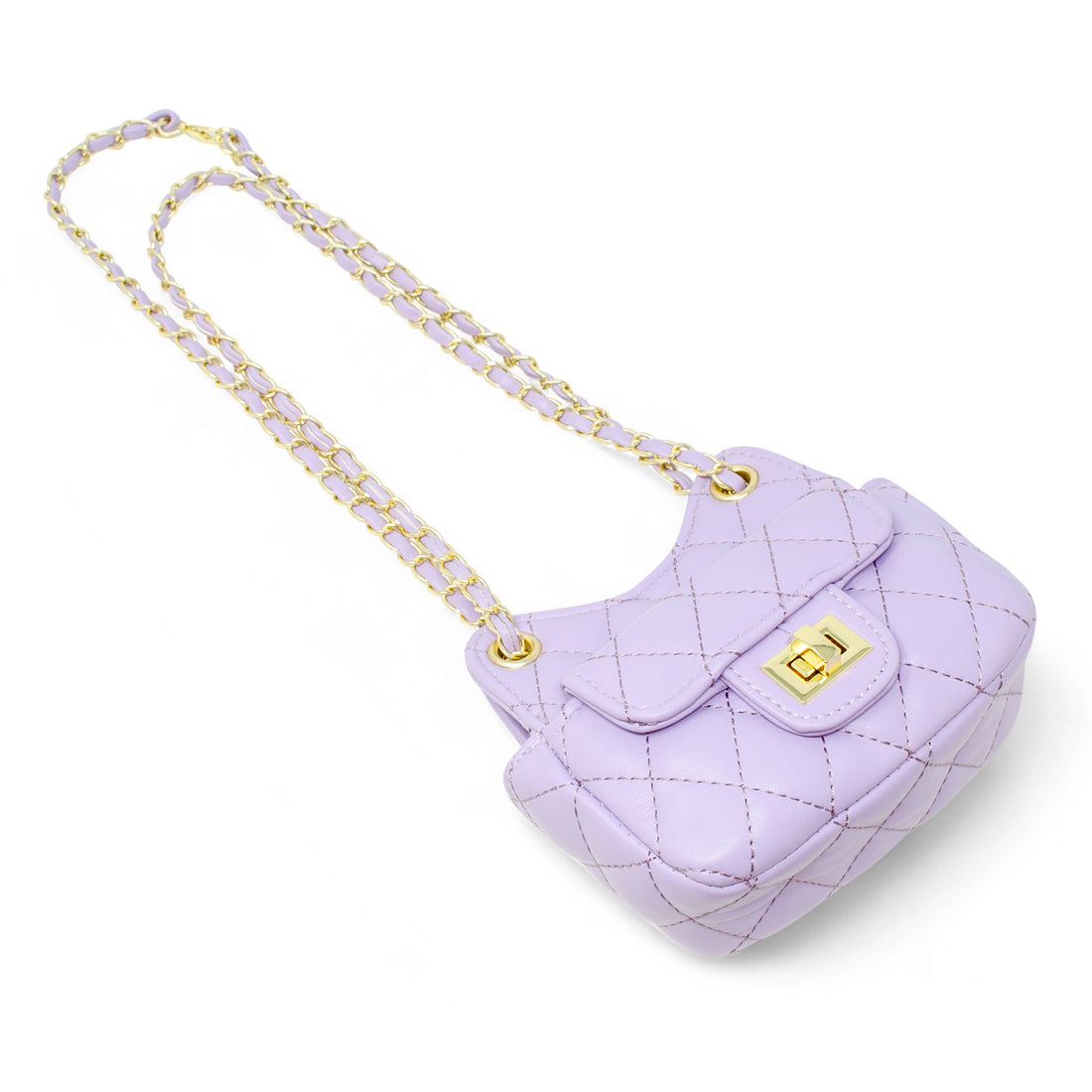 Girls Tiny Quilted Treasure Purse: Purple