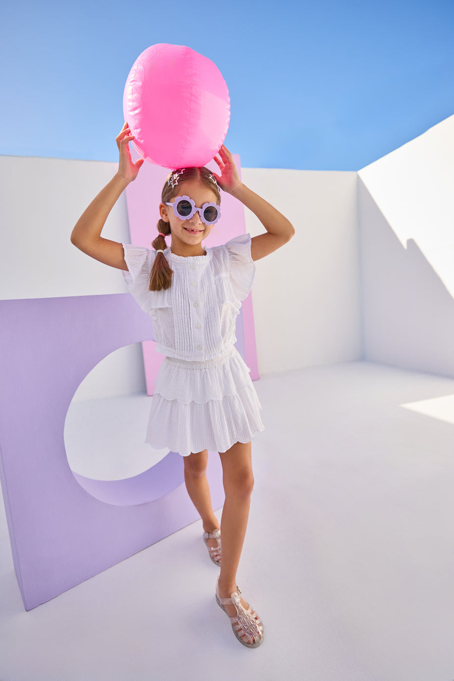Tiered Skort - White Seersucker