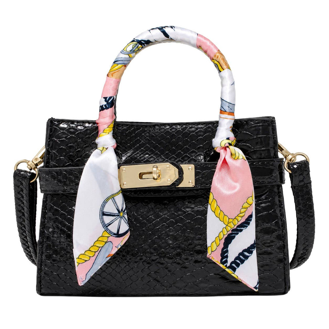 Crocodile Scarf Handbag: Lavender