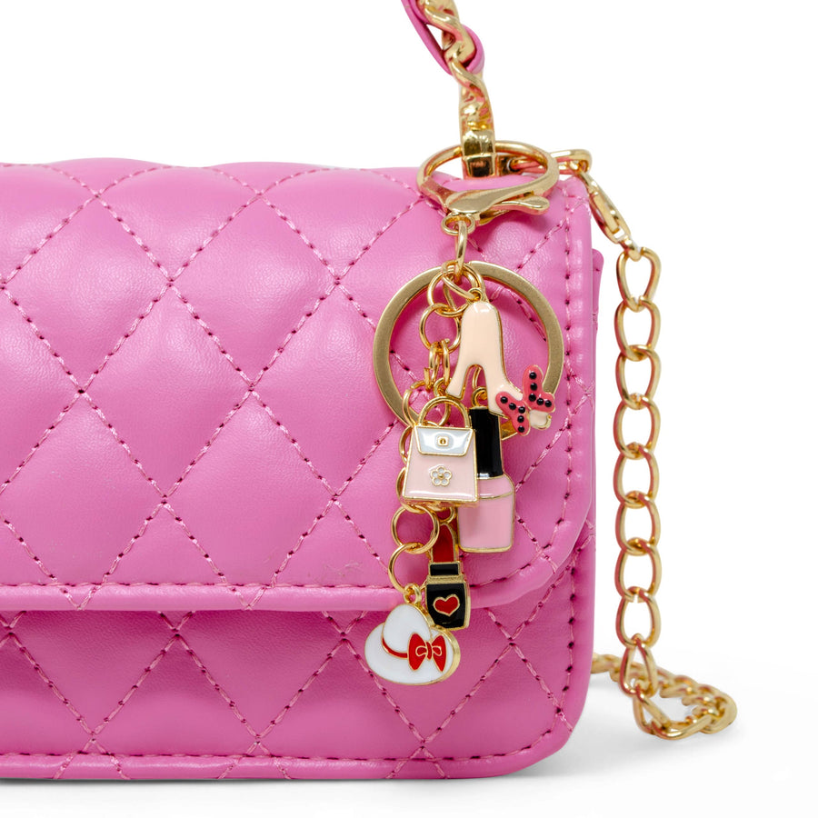 Girl's Classic Link Chain Top Handle Handbag: Hot Pink