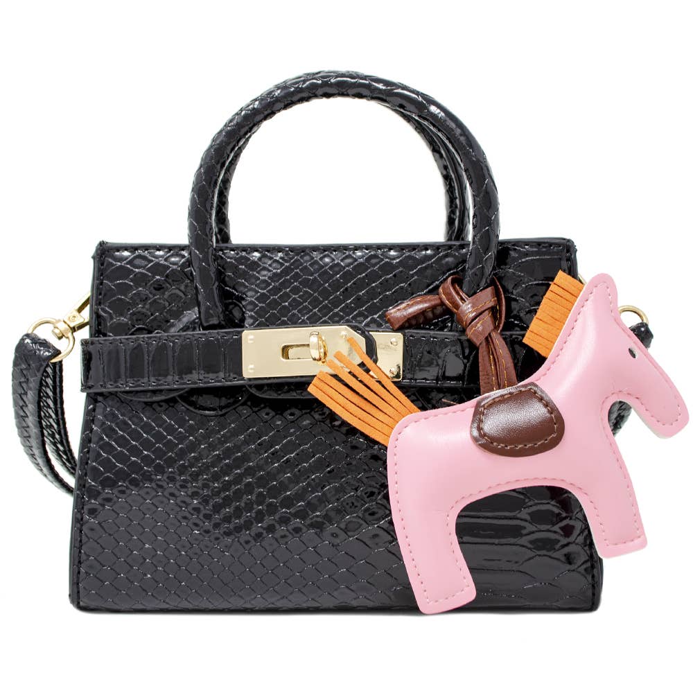 Crocodile Pony Handbag: Gold