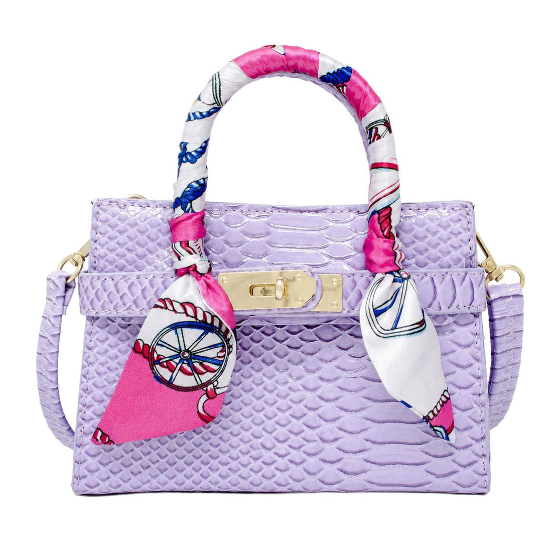 Crocodile Scarf Handbag: Lavender
