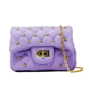 Classic Quilted Stud Mini Bag: Purple