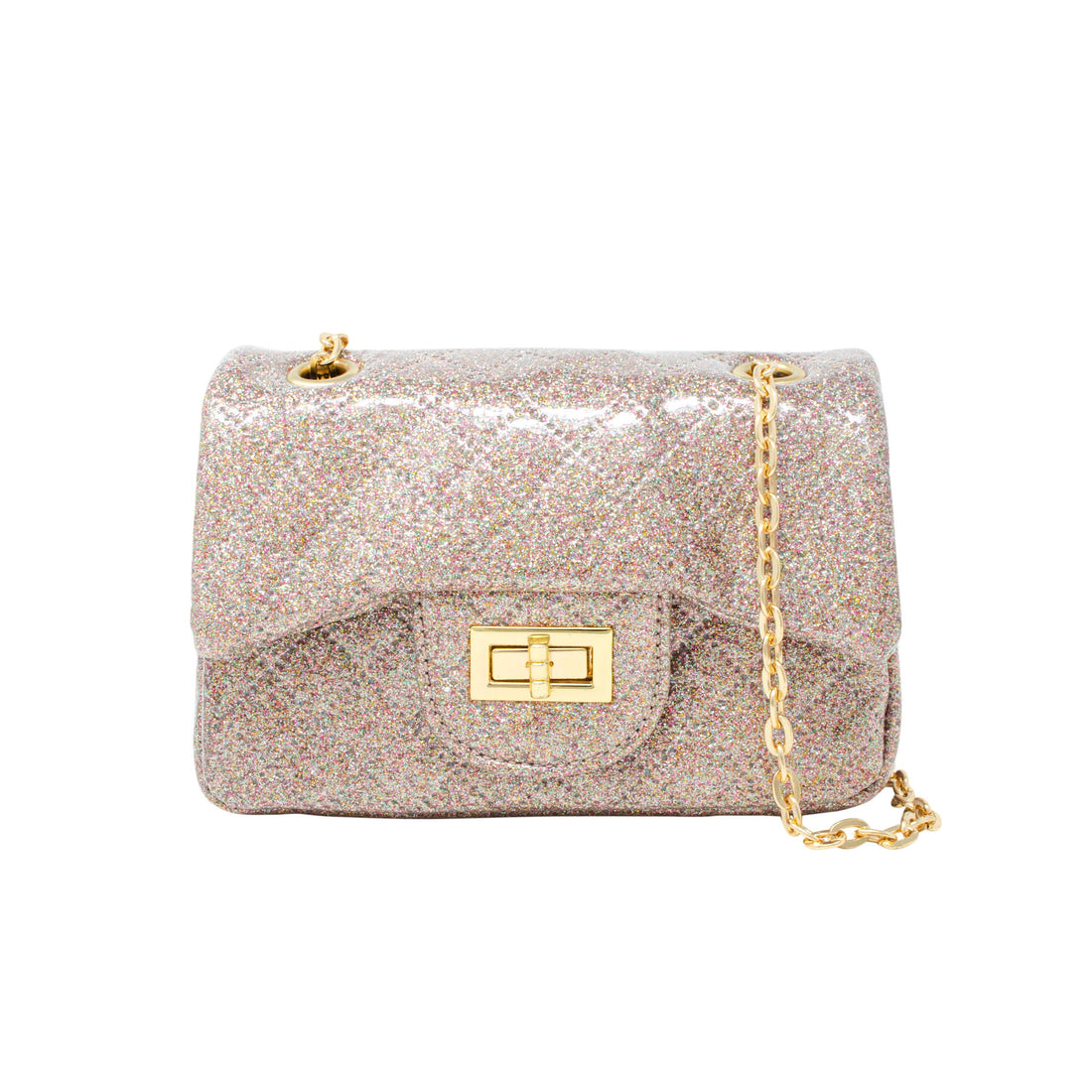 Classic Quilted Sparkle Mini Bag: Silver
