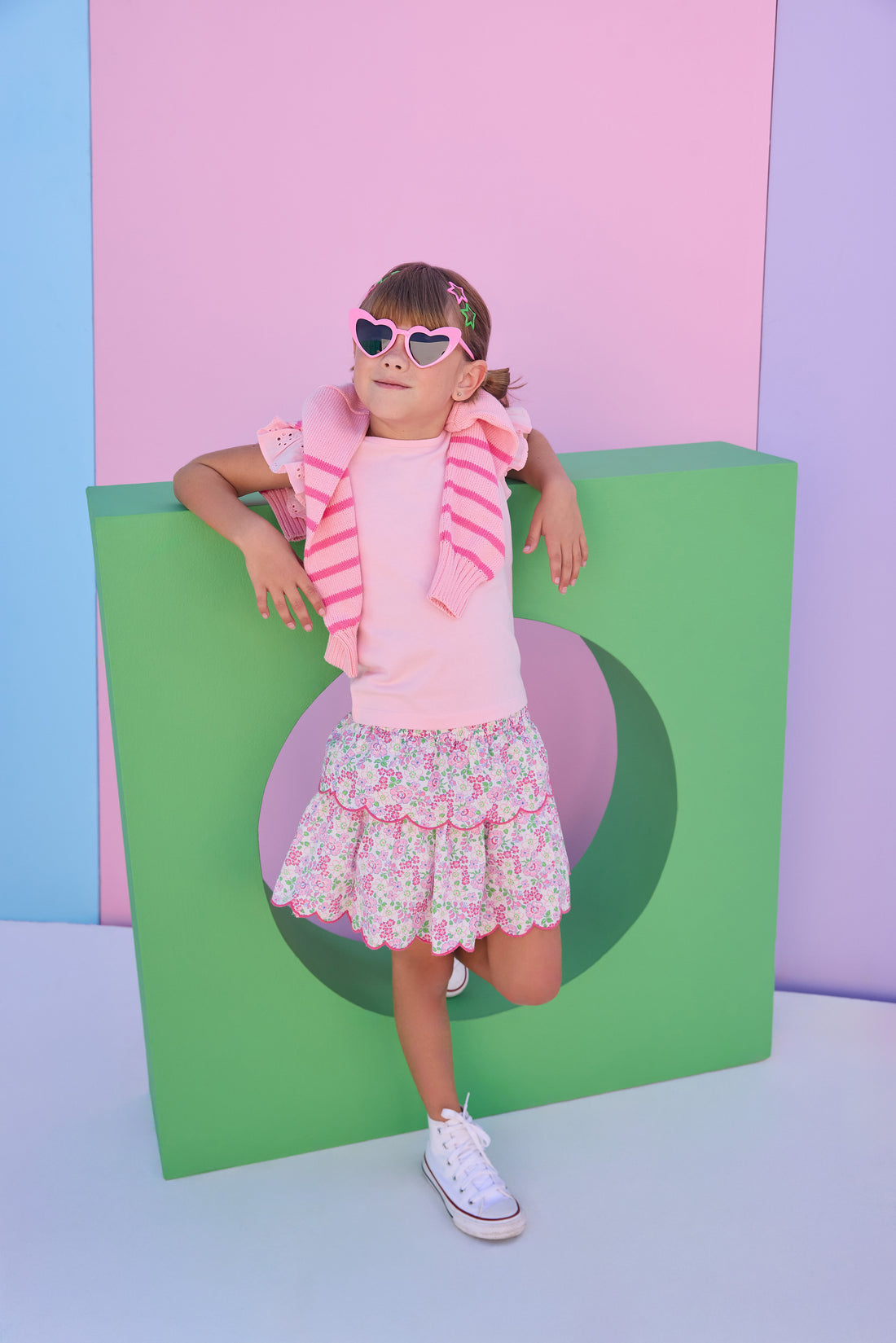 Two Tiered Skort - Pink Bloomsbury Blossoms