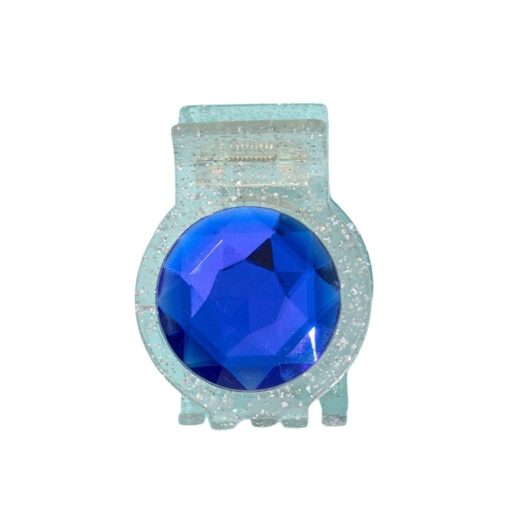 Blue gemstone claw clip with sparkles 