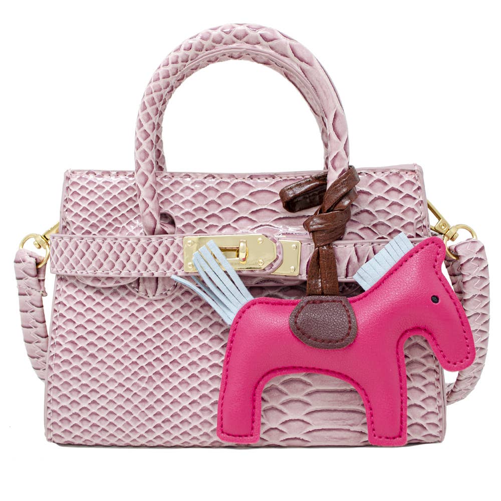 Crocodile Pony Handbag: Gold