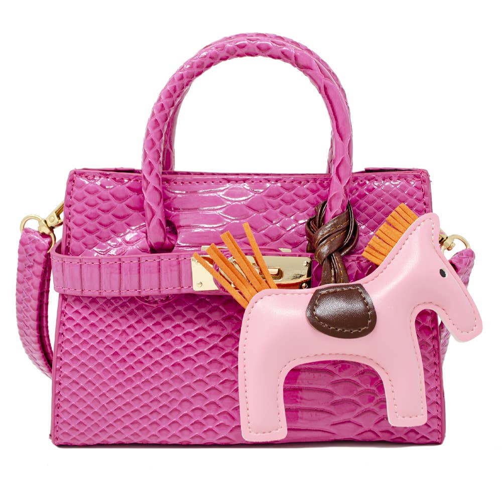 Crocodile Pony Handbag: Gold