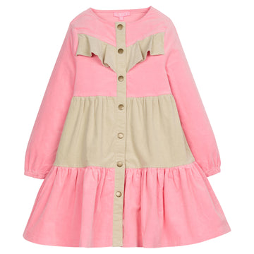 Colorblock Western Dress - Pink & Cream