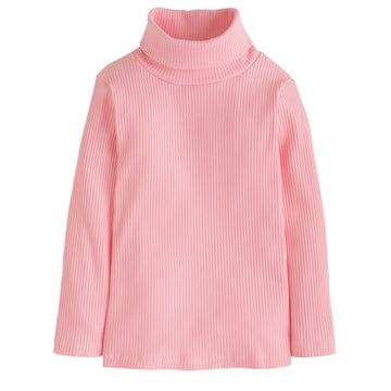 pink ribbed turtleneck shirt for girls and tweens by bisby