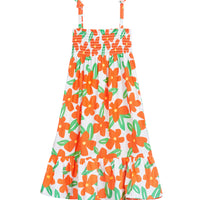 tween girls strappy dress with orange large flower print