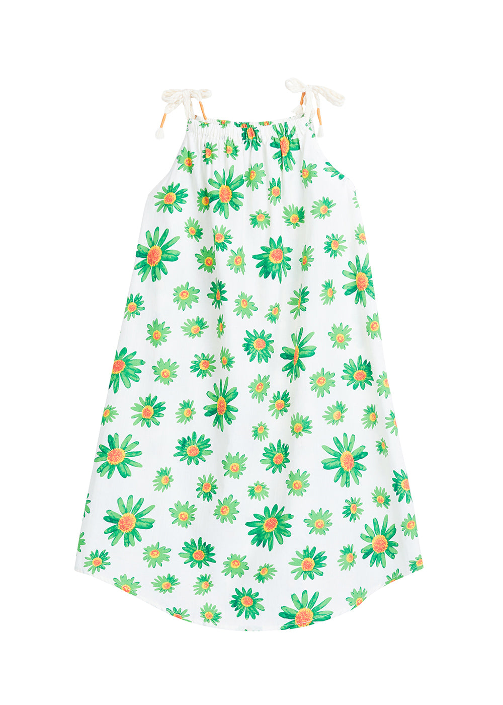 tween girls green daisy dress with tie straps