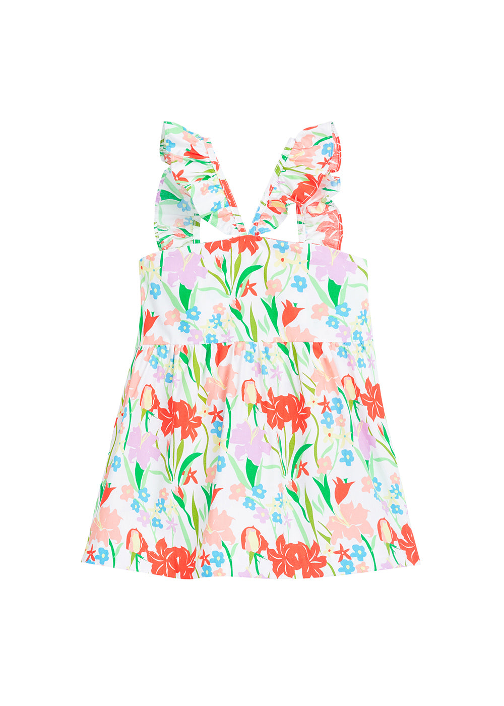 tween girls bright floral pattern top with ruffled sleeves