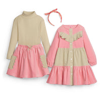 Colorblock Western Dress - Pink & Cream