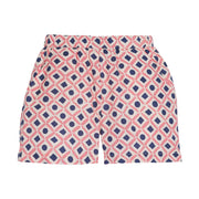 tween girls shorts with navy and rose geometric patterns