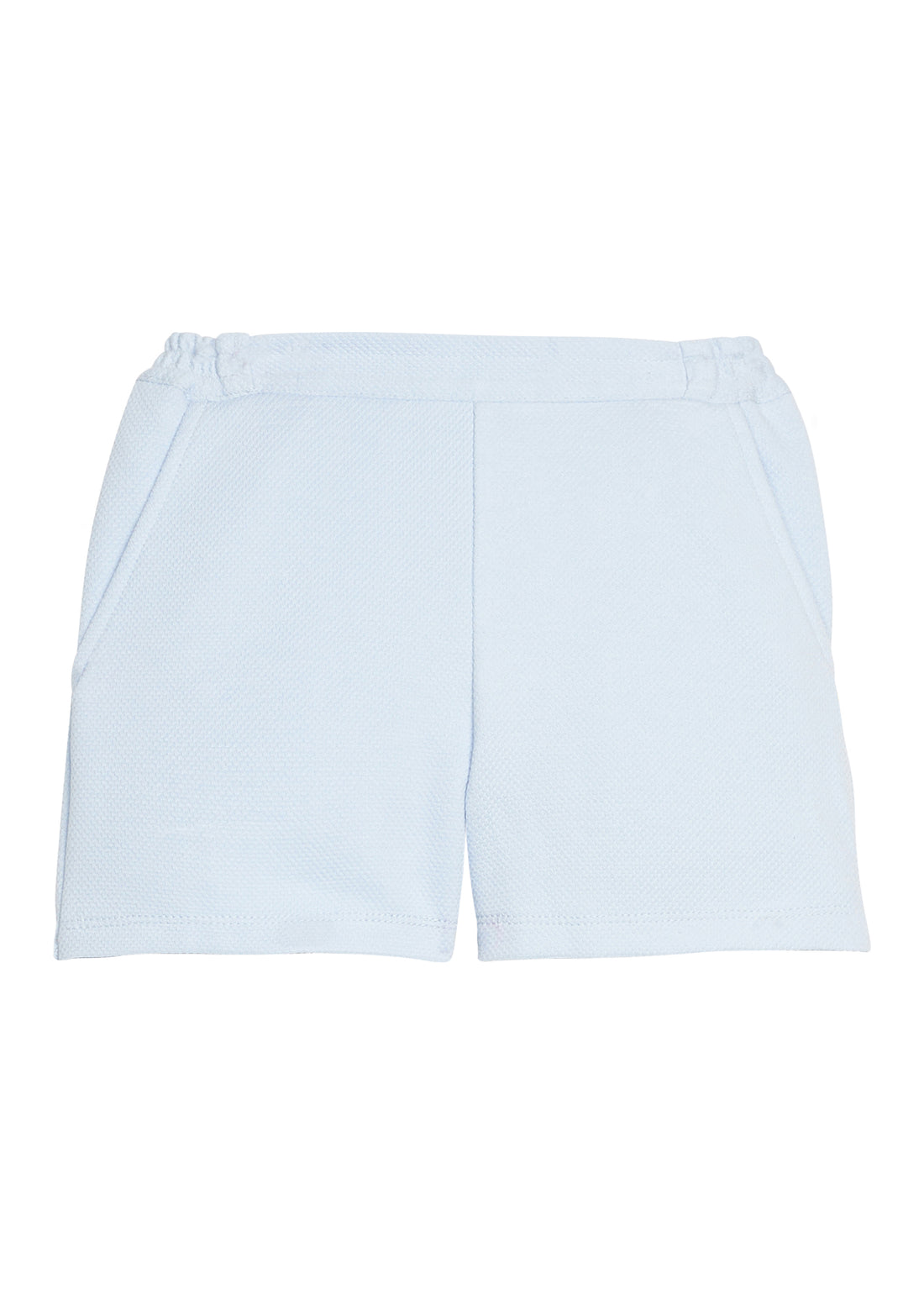 BISBY girl knit pique light blue shorts. Shorts feature an elastic waistband and two functional pockets for your active girl on the go.