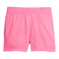 Girls basic short in pink made out of a rayon material for a more elevated look. Extremely soft fabric that has pockets in the front and an elastic waistband for a relaxed fit.