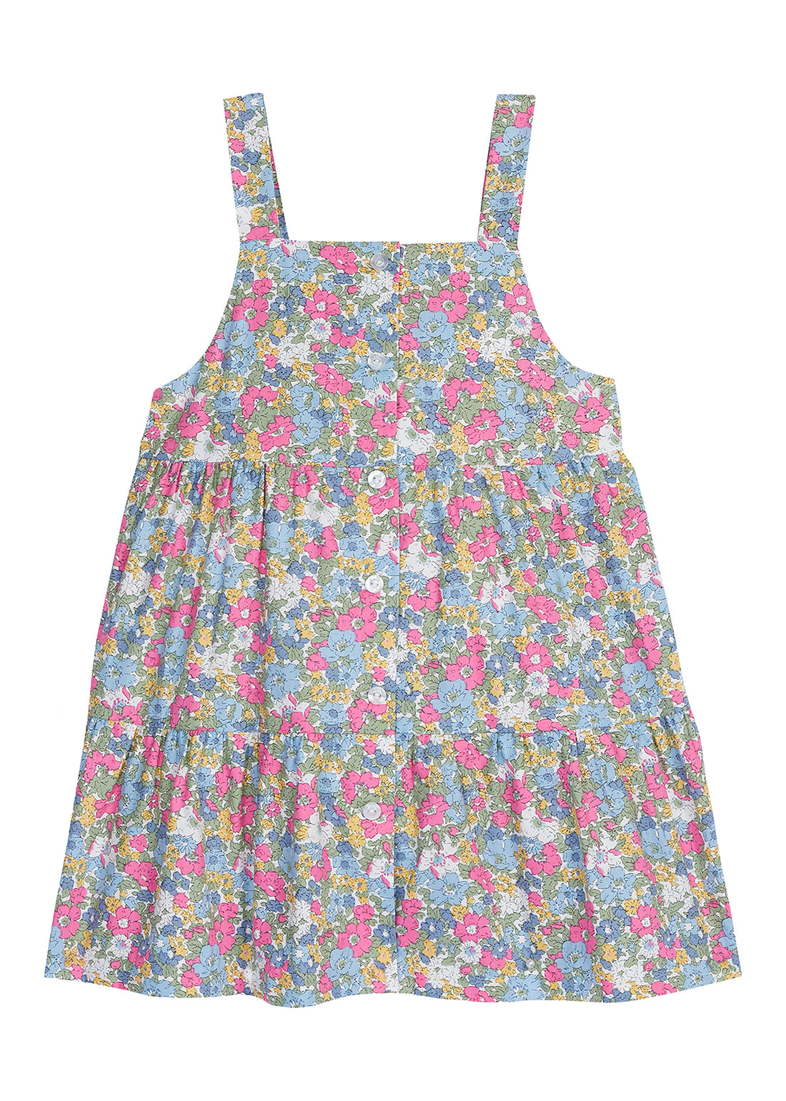 Pink and blue floral cotton woven jumper for girls by BISBY