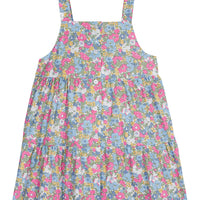 Pink and blue floral cotton woven jumper for girls by BISBY