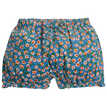 Blue curduroy bloomers with orange flowers-BestyBloomers for girls BISBY