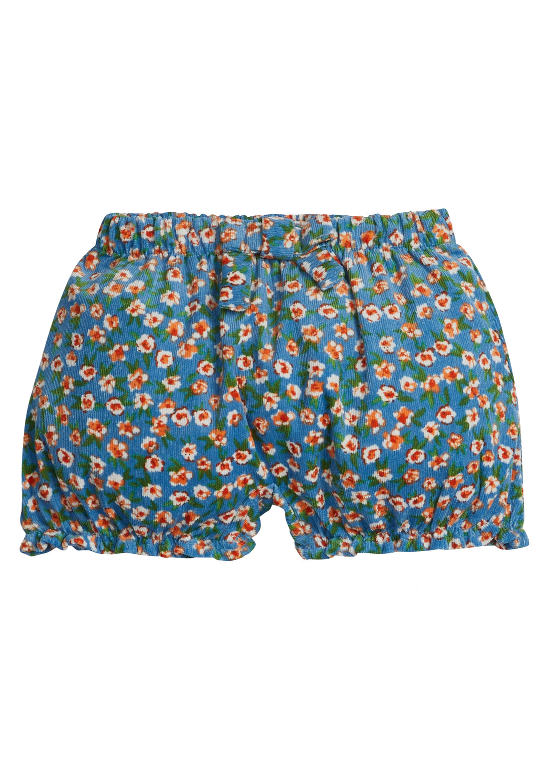 Blue corduroy bloomers with orange flowers- BestyBloomers for girls BISBY