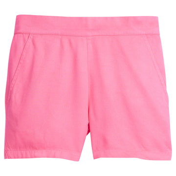 Girls basic short in pink made out of a rayon material for a more elevated look. Extremely soft fabric that has pockets in the front and an elastic waistband for a relaxed fit.