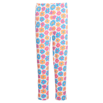 BISBY girl/tween leggings in our colorful Flower Market print! Featuring a beautiful arrangement of orange, pink, and blue flowers and also have an elastic waistband, perfect for spring!