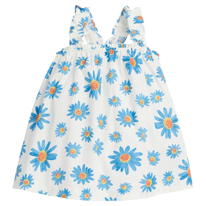 BISBY girl top with our sweet Fenwick Blue floral pattern. This top has adjustable straps that attach to buttons along the back and also has elastic around the bust area for a relaxed and comfy fit!