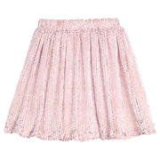 Pink crinkle skort with gold stars on a white background