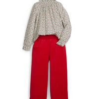 Cropped Palazzo Pants - Red Velour