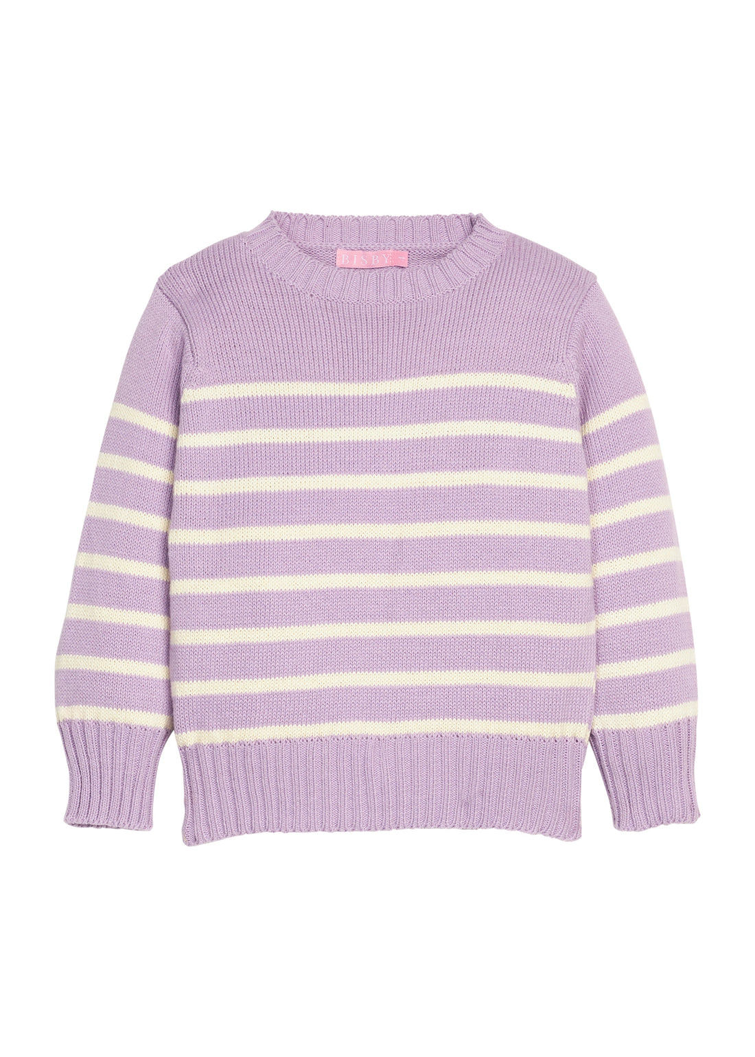 Girls/tween purple and cream stripe sweater.
