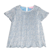Short-sleeve blue blouse with silver stars 