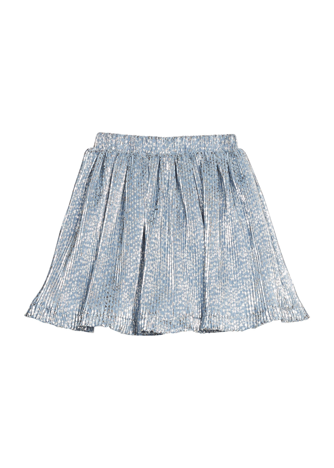 Blue crinkle skort with silver stars.