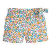Marigold yellow buttercup floral shorts in a retro pattern