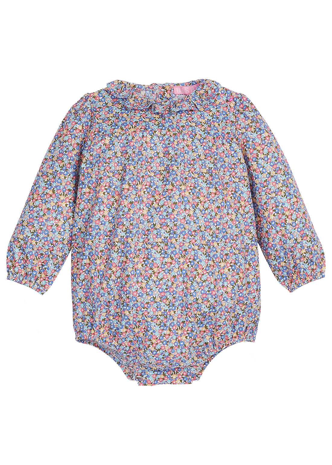 Blue/red/yellow small flowers ruffleneck CarolineBubble-BISBY girls