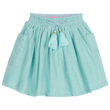 Aqua velvet colored skirt with tassle/drawstring--CircleSkirt BISBY girls/teens