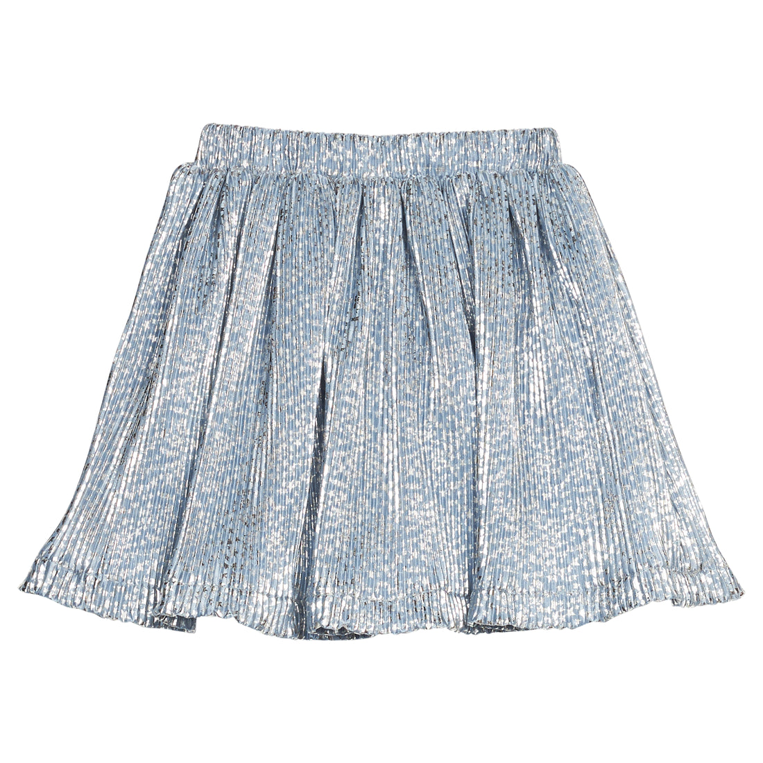 Blue crinkle skort with silver stars.