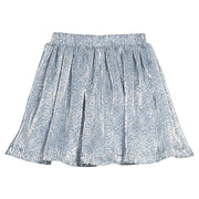 Blue crinkle skort with silver stars.