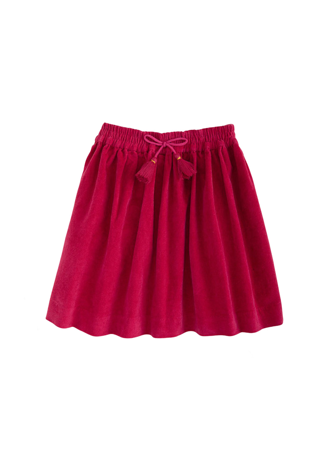 Cranberry velvet colored skirt with tassle/drawstring--CircleSkirt BISBY girls/teens