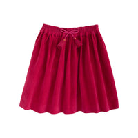 Cranberry velvet colored skirt with tassle/drawstring--CircleSkirt BISBY girls/teens