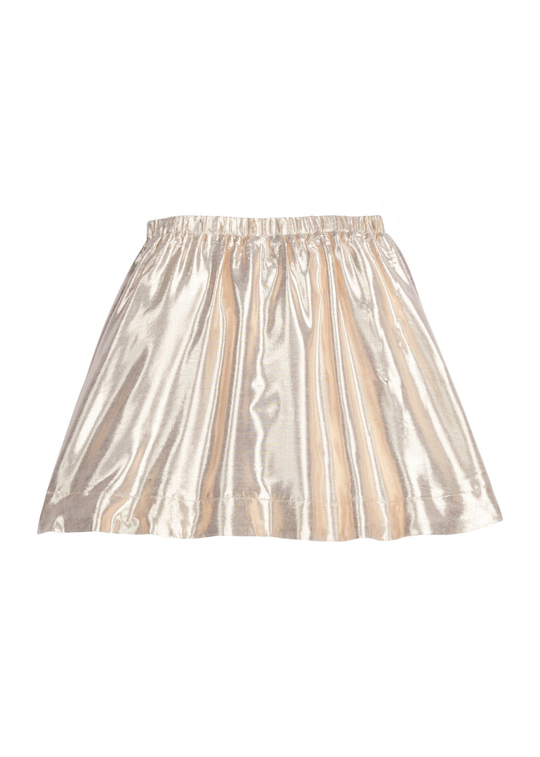 Girl/Tween skort in our Gold metallic color which has an elastic waistband and built in shorts underneath-BISBY
