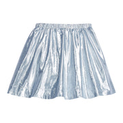 Girl/Tween skort in our Icicle (blue) metallic color which has an elastic waistband and built in shorts underneath-BISBY