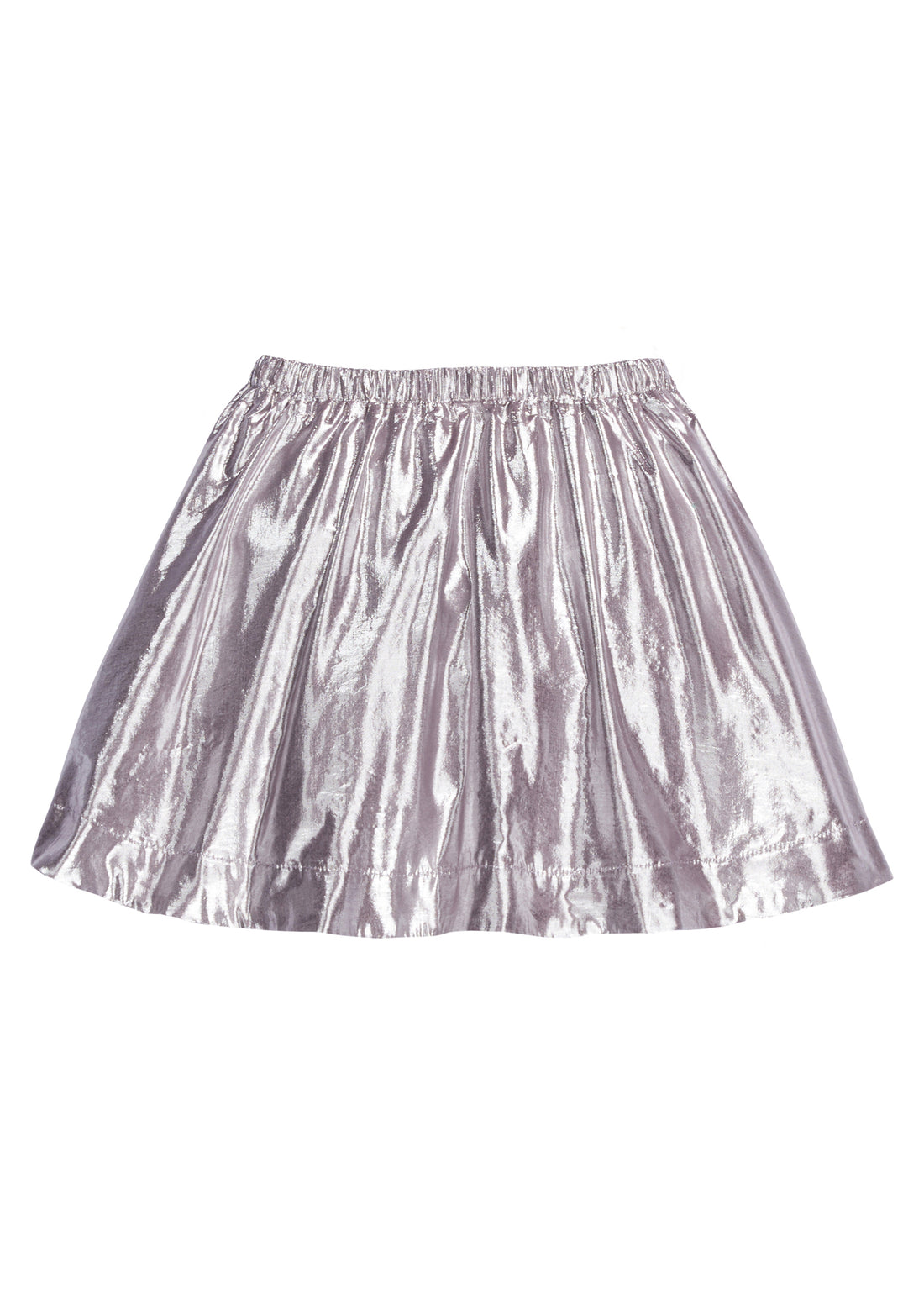 Girl/Tween skort in our Sugarplum (purple) metallic color which has an elastic waistband and built in shorts underneath-BISBY