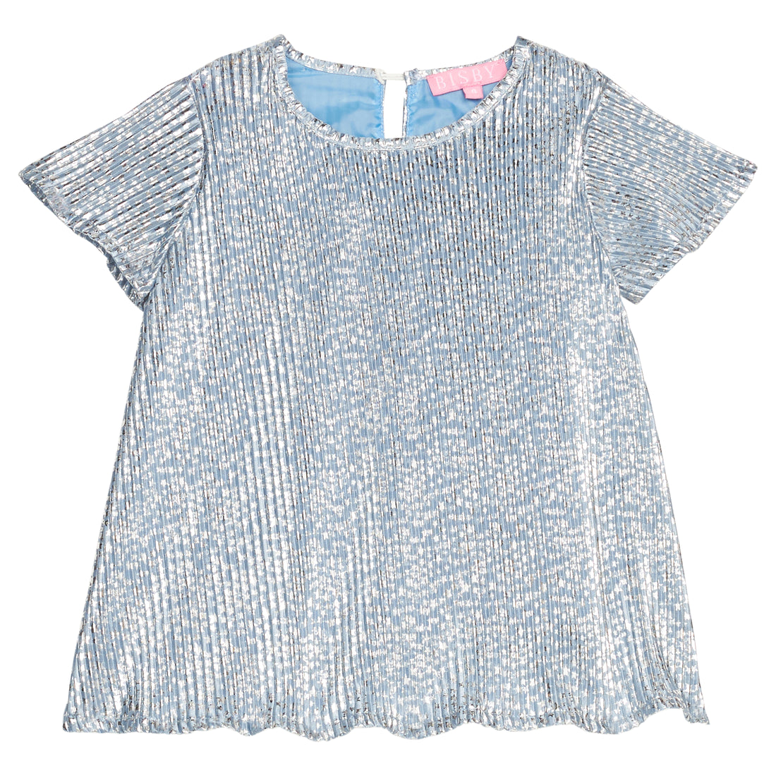 Short-sleeve blue blouse with silver stars 