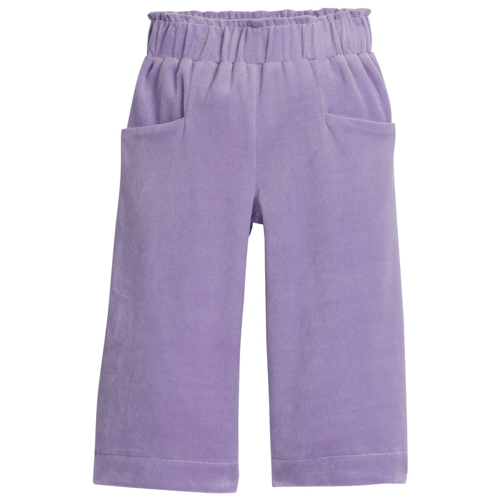 Lilac Velour pants with slight ruffle at the waistband--CroppedPalazzoPant BISBY girls/teens