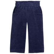 Navy Velour pants with slight ruffle at the waistband--CroppedPalazzoPant BISBY girls/teens